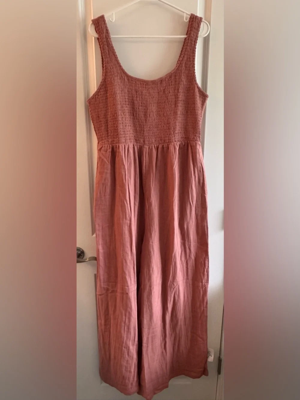 ASOS Rust Pink Sleeveless Linen-Blend Jumpsuit - Picture 1 of 3